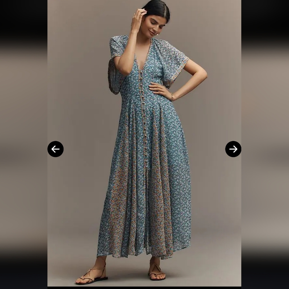 Anthropologie Maeve Smocked‎ Maxi Dress